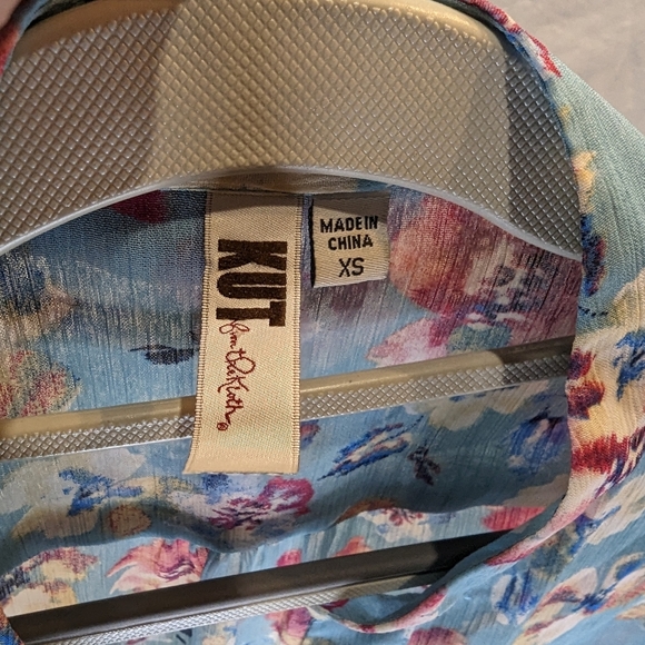 KUT from the Kloth XS Jasmine Floral Blouse Top see through blouse Scooped - Picture 9 of 12